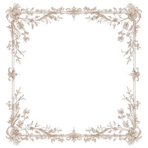 38 Vintage Victorian Floral Clipart, Wedding, Beige Chinoiserie, Royal Ornamental Frames, Printable Watercolor, High-Quality JPG, Papercraft