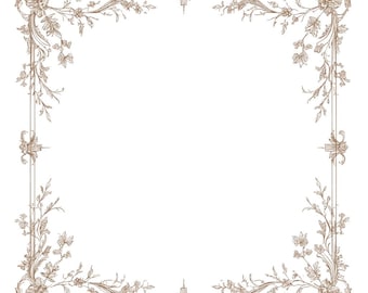 38 vintage Victoriaanse bloemen clipart, bruiloft, beige chinoiserie, koninklijke sierlijsten, afdrukbare aquarel, hoogwaardige JPG, papercraft