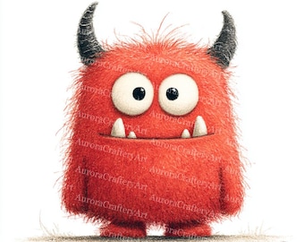 26 söta små monster clipart-samling, nyckfulla akvarellvarelser illustrationer, grafik för barnpyssel, fest, klistermärken