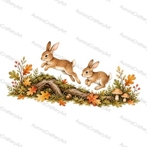 18 herbstliche Waldmotiv-Cliparts im Aquarell-JPG-Format