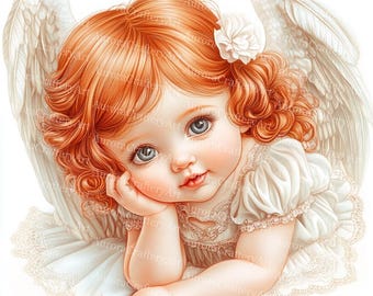 19 Angel Baby Girl Clipart, Sweet Angel Kid Printable Images