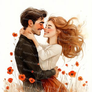 16 Romantic Couple Clipart, Love Couple, Valentine  Couple, Printable Watercolor, High-Quality JPGs, Scrapbooking, Paper Craft, Junk Journal