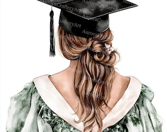 14 clipart de meninas bonitas para formatura, designs de formatura, aquarela para impressão, JPGs de alta qualidade, artesanato em papel, diário de sucata, download instantâneo