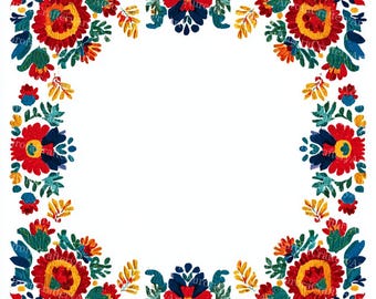 39 Mexican Fiesta Flowers Clipart, Vibrant Watercolor Otomi Floral Graphics, Cinco de Mayo Party Art, Unique Mexican Floral, Commercial Use