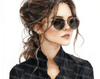 12 Boss Girl Clipart, Fashion Girl, Printable Watercolor, High-Quality JPGs, Paper Craft, Junk Journal, Digital Download, Commercial Use