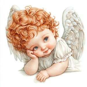 12 Angel Baby Boy Clip Art, Sweet Angel Kid Printable Images, Watercolor Angel Child Digital Download, Nursery Scrapbooking Paper Crafts JPG