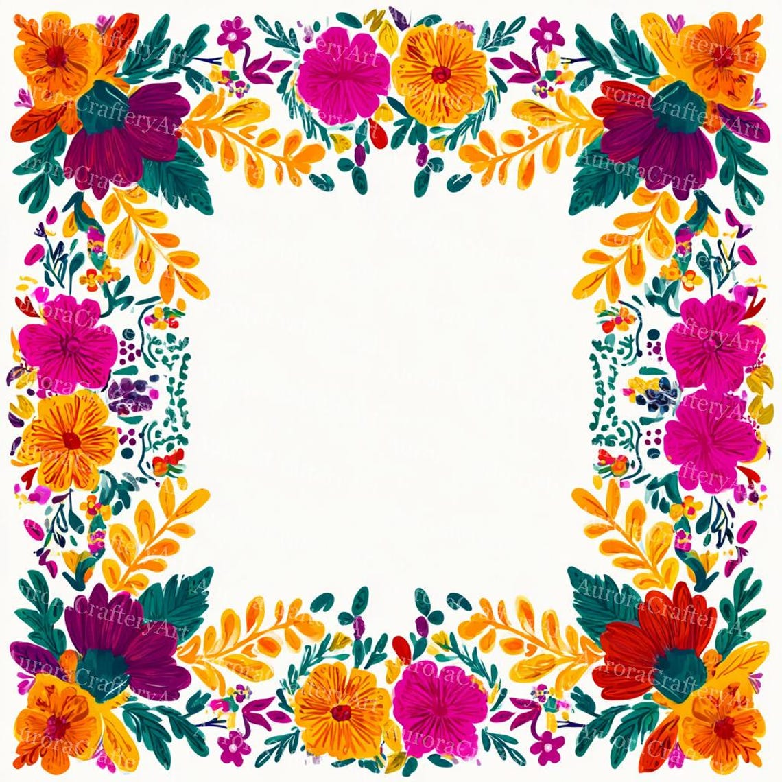 39 Mexican Fiesta Flowers Clipart, Vibrant Watercolor Otomi Floral ...