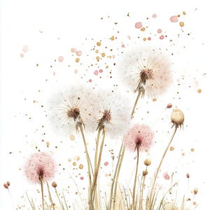 11 Pastel Dandelion Clipart, Botanical Dandelions, Printable Watercolor, High-Quality JPGs, Paper Craft, Junk Journal