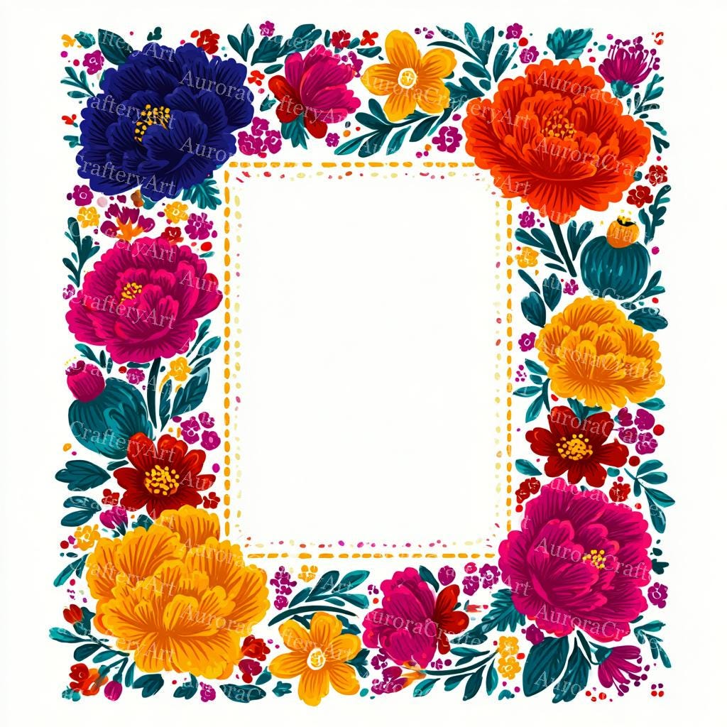 39 Mexican Fiesta Flowers Clipart, Vibrant Watercolor Otomi Floral ...