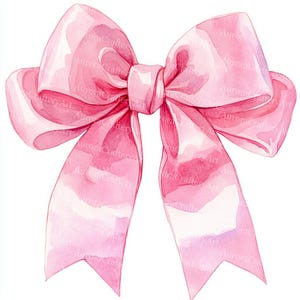 38 Pink Bow Ribbons Clipart, Wedding Invitations, Birthday, Pastel Pink, Printable Watercolor, High-Quality JPGs, Paper Craft, Junk Journal