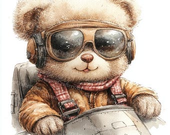 16 Pilot Teddy Bear, Aviator Bear, Baby Boy and Girl Scrapbooking