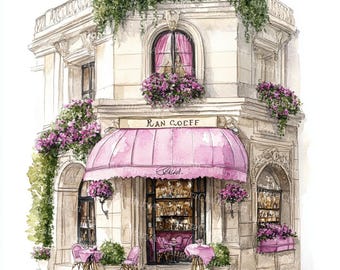 15 Paris Cafe Clipart, Parisian Cafes, Paris Travel Art, Printable Watercolor, High-Quality JPG, Wallpaper, JunkJournal, Scrap Booking