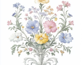 16 imágenes prediseñadas florales victorianas vintage, imágenes prediseñadas de bodas, marcos ornamentales reales, acuarela imprimible, archivos JPG de alta calidad, manualidades de papel