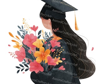 15 clipart de formatura, designs para formandas, aquarela para impressão, JPGs de alta qualidade, artesanato em papel, diário de sucata, download instantâneo