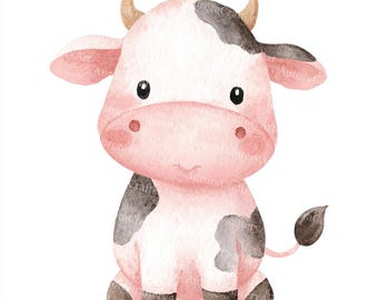 18 Farm Animals Clipart: Watercolor Horse, Pig, Cow, Duck (Digital Download, JPG Files 4096x4096px)
