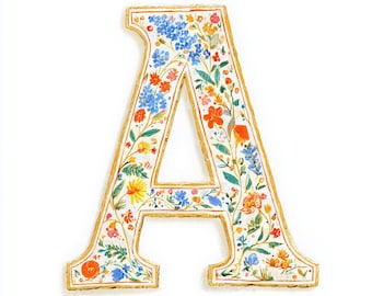 26 Floral Alphabet Clipart, Cute Alphabet Clipart, Watercolor Floral Alphabet Graphics, Spring Floral Alphabet, Floral Alphabetic Lettering
