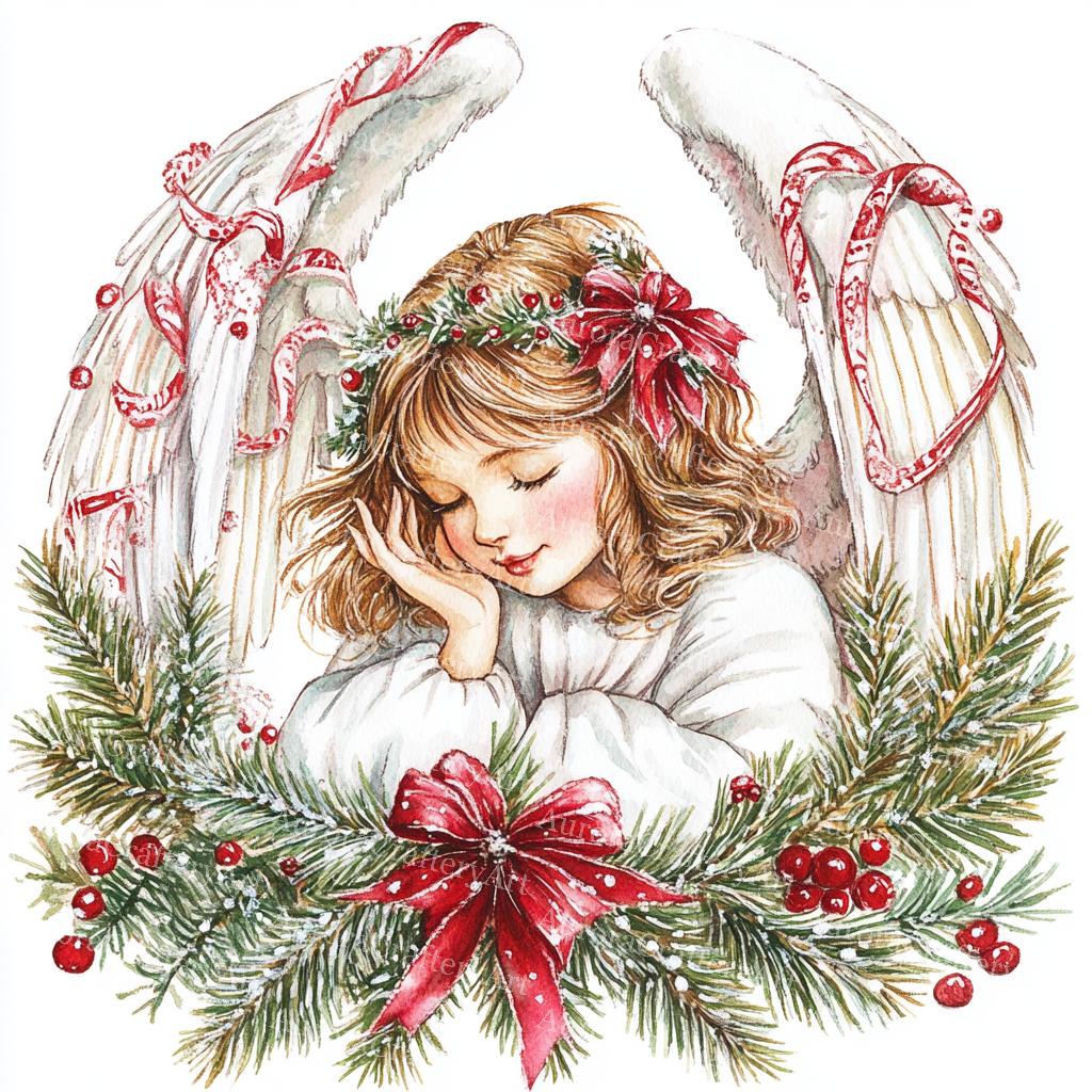 クリスマスエンジェルクリップアート33点、眠っている天使、妖精