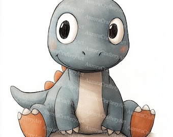 16 Dinosaurier Clipart, Cartoon Dinosaurier, Baby Dinosaurier, Kinderzimmer Dekor, druckbare Aquarell, hochwertige JPGs, Papiermodelle, Junk Journal