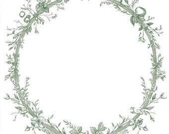 20 vintage Victoriaanse bloemen clipart, bruiloft, groene chinoiserie, koninklijke sierlijsten, afdrukbare aquarel, hoogwaardige JPG, papercraft