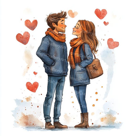 14 Romantic Couple Clipart, Love Couple, Valentine Couple