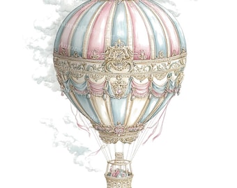 31 clipart aquarel luchtballon: kinderkamer decor jpg's (digitale download)