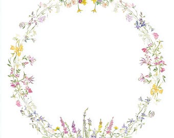 18 Floral Border Clipart, Wildflowers Borders, Wild Flowers Clipart, Watercolor Clipart, Wedding Card, Meadow Flowers, Spring Flowers