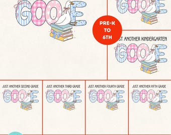 Pacote de volta às aulas em PNG, pré-escola, 1º/2º/3º/4º ano, jardim de infância, primeiro dia de aula, download digital do Silly Goose Social Club