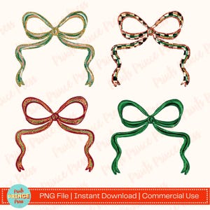 Christmas Preppy Bows Bundle PNG, Coquette Christmas PNG, Checkered Bow, Cute Bow PNG, Commercial Digital Use Allowed, Instant Download
