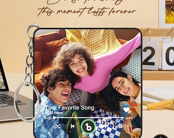 Portachiavi musicale con foto personalizzata - Ricordo audio personalizzato