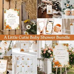 A Little Cutie Baby Shower Bundle, Orange Citrus Theme, A Little Cutie is on the way, Editable Template, Gender Neutral Baby Shower,