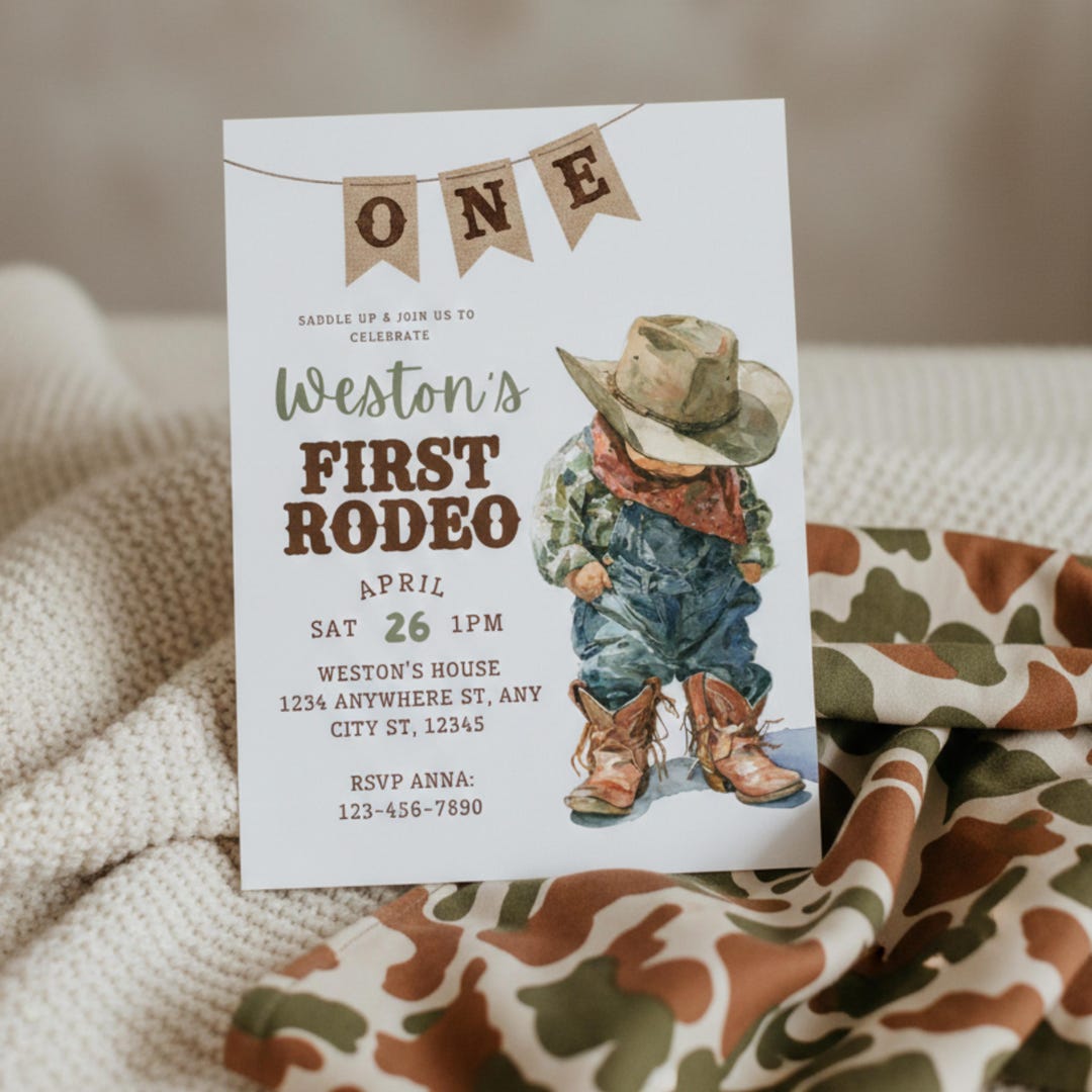 Woody First Rodeo Invite First Rodeo Invitation Boy | Cowboy Birthday Invite Western 1st ...