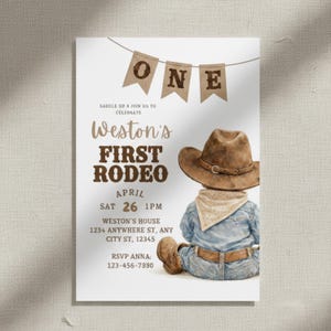 First Rodeo Invitation Boy | Cowboy Birthday Invite  Western 1st Birthday Party Rustic Rodeo Birthday Printable Editable My First Rodeo