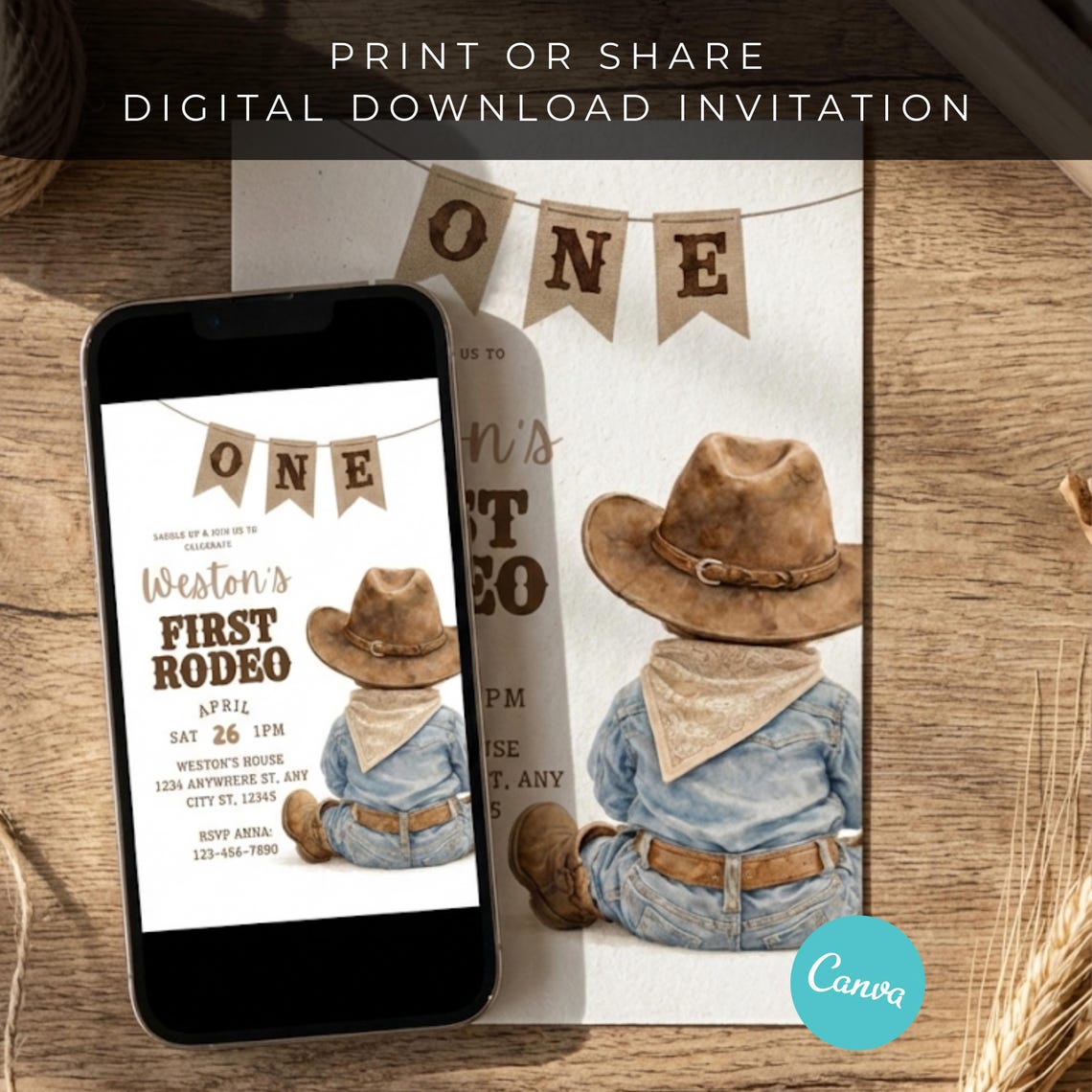 Woody First Rodeo Invite First Rodeo Invitation Boy | Cowboy Birthday Invite Western 1st ...
