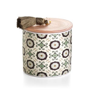Vegan candles in ceramic portuguese pot, tile pattern, aromatherapy with essential oil, eco friendly gift. Mediterranean home decor