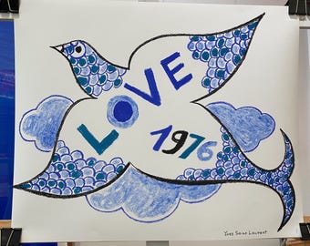 YSL 1983 LOVE Poster (c) Yves Saint Laurent Foundation - Etsy
