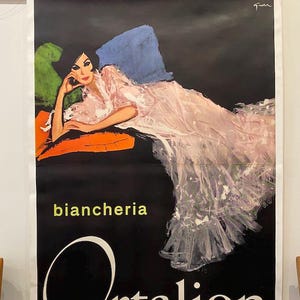 Original Vintage Fashion Poster, &#39;Biancheria Ortalion&#39; by  Rene Gruau, 1959