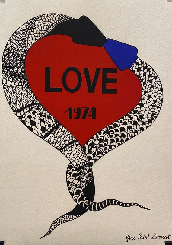 YSL 'LOVE' 1974 Later Edition Poster Yves Saint Laurent - Etsy