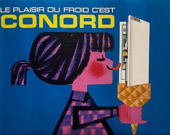 Conord Refrigerator Original Vintage French Advertising Poster