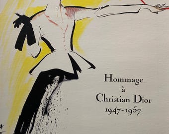 Rene Gruau Christian Dior Exhibition Poster: 1987 Vintage Fashion