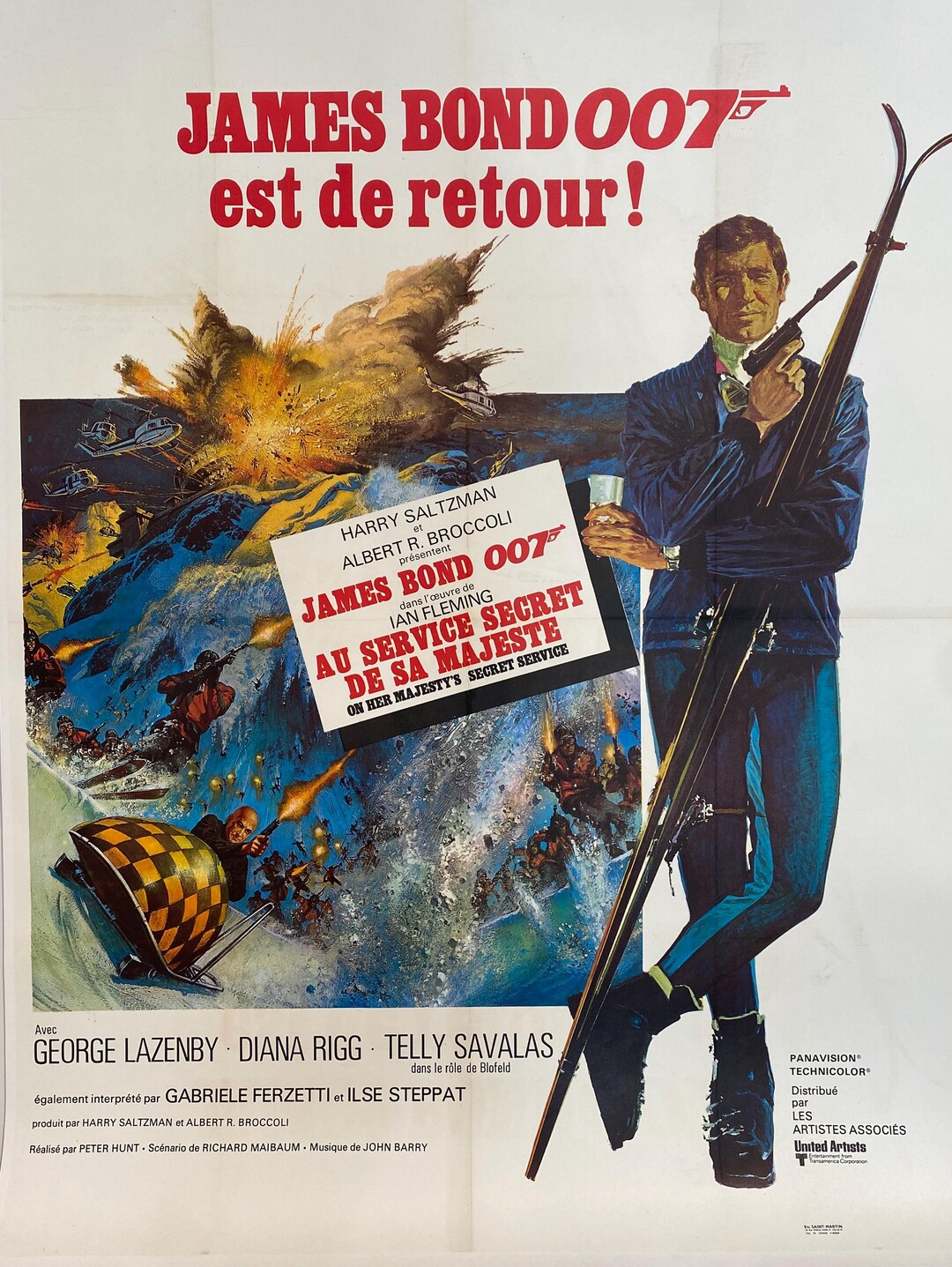 JAMES BOND 007 Original Vintage French Film Poster, C. 1969 - Etsy