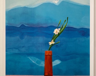 Vintage David Hockney Print 'mount Fuji With Flowers', the Met