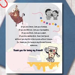 Tarjeta de felicitación de agradecimiento divertida, gracias por ser mi amigo, tarjeta de agradecimiento para amigo/compañero/compañero/socio, tarjeta con palabras/verso/caricatura.