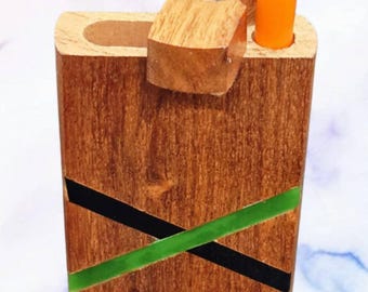Handmade Honduras Wood Dugout – 4" with Inlay & Metal One Hitter