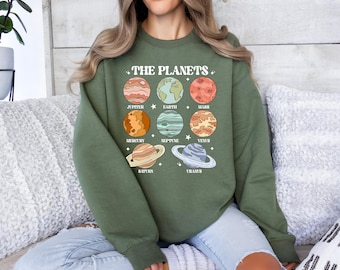 The Planets Sweatshirt, Space Birthday Outfit, Solar System sweat, Astronomy Lover Gift, Space Sweatshirt, Galaxy Sweatshirt