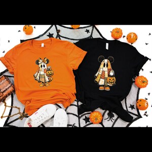 Retro Halloween Mouse T-Shirt: Patchwork Floral Ghost Tee