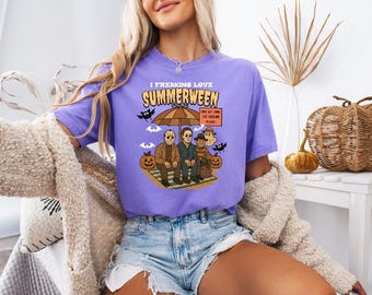 Comfort Colors® Summerween Shirt, Funny Summer-ween Tshirt, Summerween Horror Characters Shirt, Spooky Summer Tee, Halloween Gift