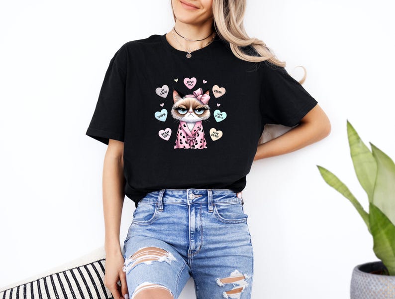 Funny Grumpy Cat Shirt, Anti-Valentine's Day Shirt, Sarcastic Valentine's Gift, Cat Lovers Shirt, Valentine's Cats Shirt, Cat Lover Shirt image 5