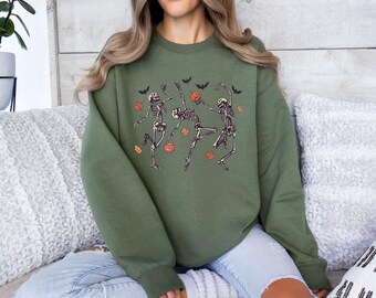 Dancing Skeleton Sweatshirt, Halloween Sweatshirt, Halloween Costume, Pumpkin Sweatshirt, Retro Halloween Sweatshirt