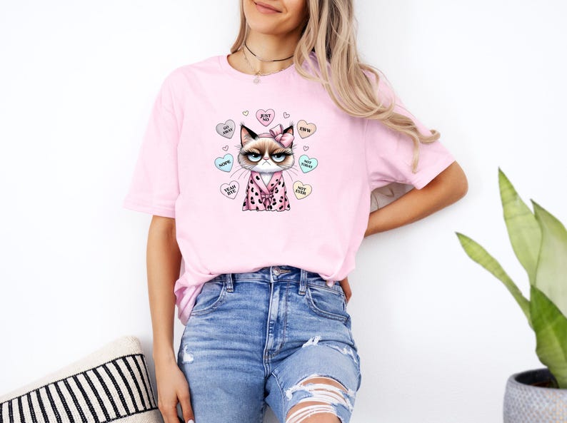 Funny Grumpy Cat Shirt, Anti-Valentine's Day Shirt, Sarcastic Valentine's Gift, Cat Lovers Shirt, Valentine's Cats Shirt, Cat Lover Shirt image 2