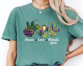 Peace Love Mardi Gras Shirt Sweatshirt, Mardi Gras Shirt, Mardi Gras Festival Shirt, New Orleans T-Shirt, Fat Tuesday Shirt, Mardi Gras Gift
